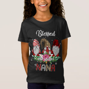 T-Shirt Bienheureux Nana Léopard Buffalo Plaid Gnome