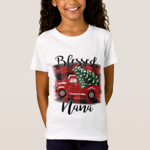 T-Shirt Bienheureux Nana Red Truck Vintage Christmas Tree