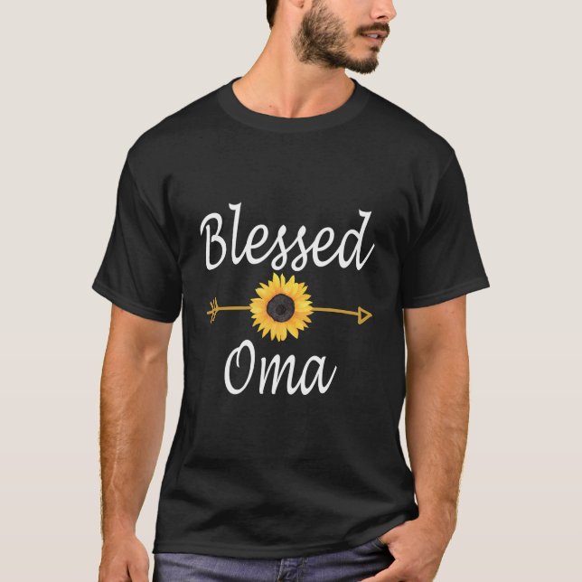 T-shirt Bienheureux Oma Sunflower Mères Cadeaux de la Jour (Devant)