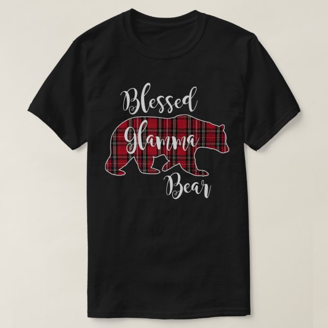 T-shirt Bienheureux Ours De Glamma Rouge Tartan Plaid Gran (Design devant)