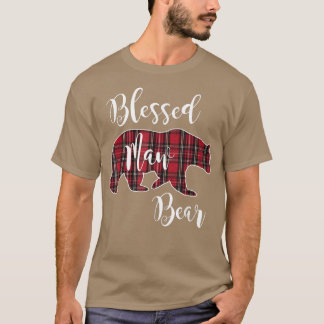 T-shirt Bienheureux Ours Maw Rouge Tartan Plaid Motif Mama