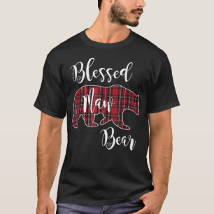 T-shirt Bienheureux Ours Maw Rouge Tartan Plaid Motif Mama