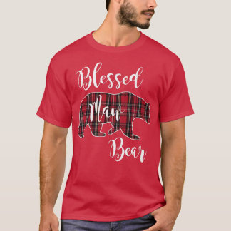 T-shirt Bienheureux Ours Maw Rouge Tartan Plaid Motif Mama