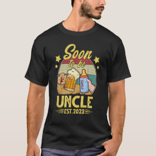 T-shirt Bientôt Être Oncle Est 2023 Hommes Rétro Première