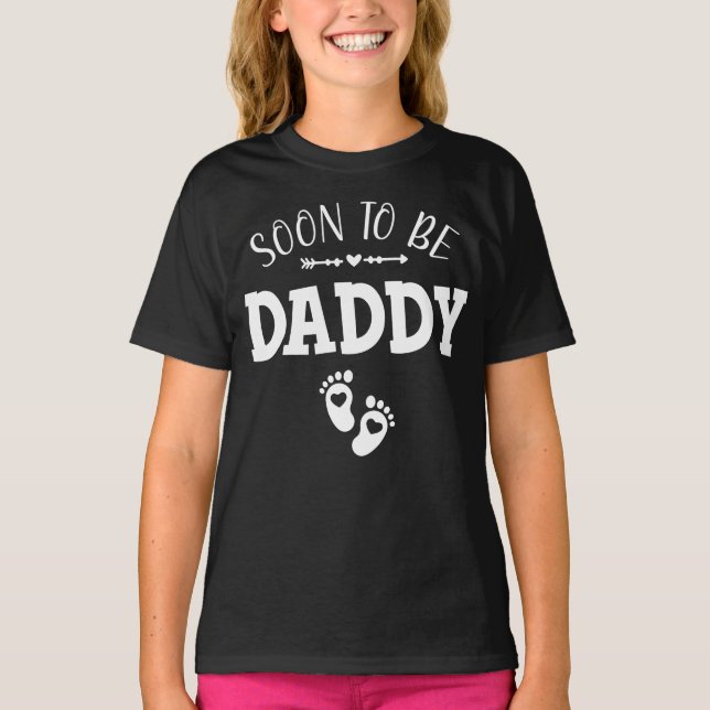 T-shirt Bientôt être papa promu à papa fille (Devant)
