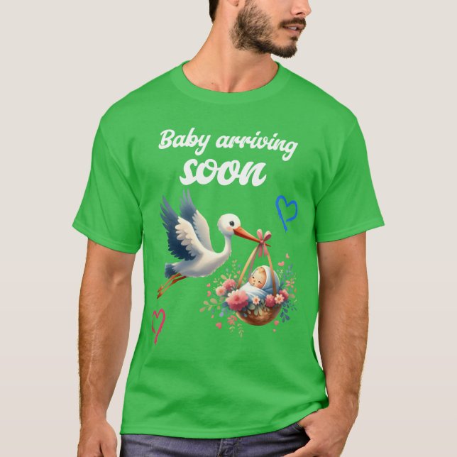 T-shirt Bientôt, Je Serai Une Mère Avec Stork Baby Vient g (Devant)