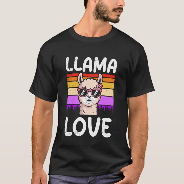 T-shirt Bientôt Maman LLAMA AMOUR Rétro Drôle Future Mère (Devant)