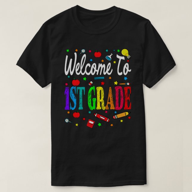 T-shirt Bienvenue À L'École De Retour En 1Ème Année (Design devant)