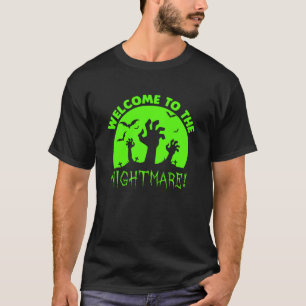 T-shirt Bienvenue à l'Halloween verte nocturne