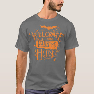 T-shirt Bienvenue À Notre Hantée Maison Spider Net Bat Hal