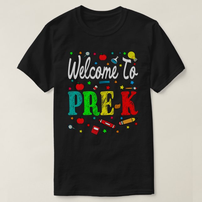 T-shirt Bienvenue À Pré-K Retour À L'École (Design devant)
