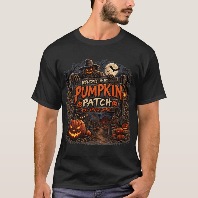 T-shirt Bienvenue à Pumpkin Patch Stay After Dark (Devant)