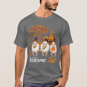 T-shirt Bienvenue Arbre d'automne Trois moutons Fermier Ci