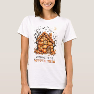T-shirt Bienvenue au chemisier à patch de citrouille Farmh