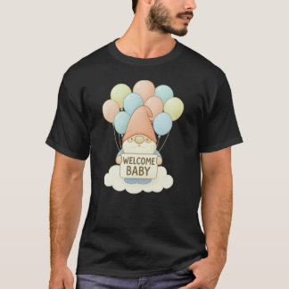 T-shirt Bienvenue Baby Gnome avec Balloons Pastel
