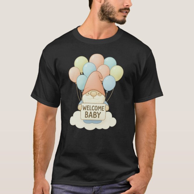 T-shirt Bienvenue Baby Gnome avec Balloons Pastel (Devant)