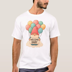 T-shirt Bienvenue Baby Gnome avec Balloons Pastel
