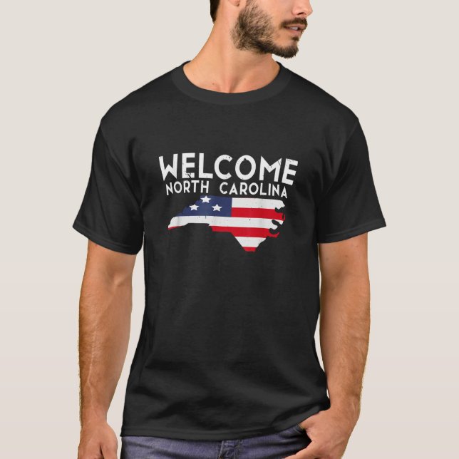 T-shirt Bienvenue Caroline du Nord USA State America Trave (Devant)