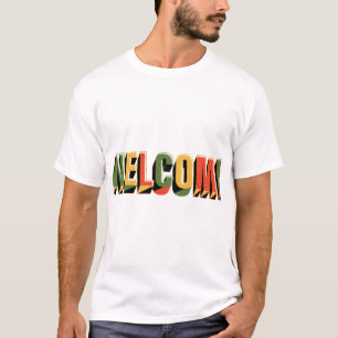 T-shirt Bienvenue, conception de typographie 3D rétro.