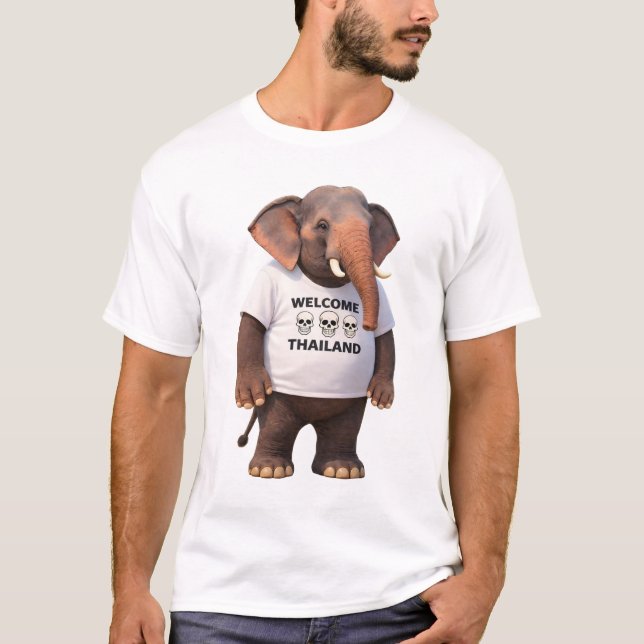 T-shirt Bienvenue Crâne d'Éléphant Thaïlandais (Devant)