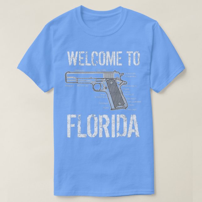 T-shirt Bienvenue En Floride L'État Gunshine (Design devant)