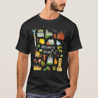 T-shirt Bienvenue En Ukraine, Drapeau Et Symboles Ukrainie