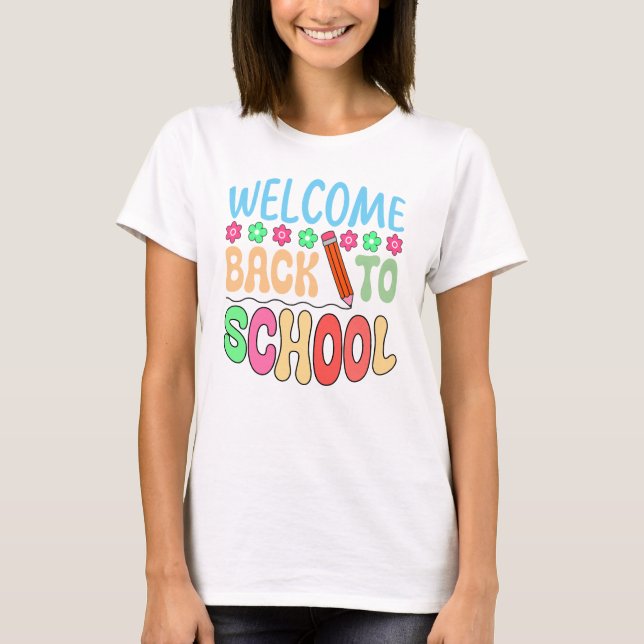 T-shirt Bienvenue Retour À L'École Cadeau Enseignant (Devant)