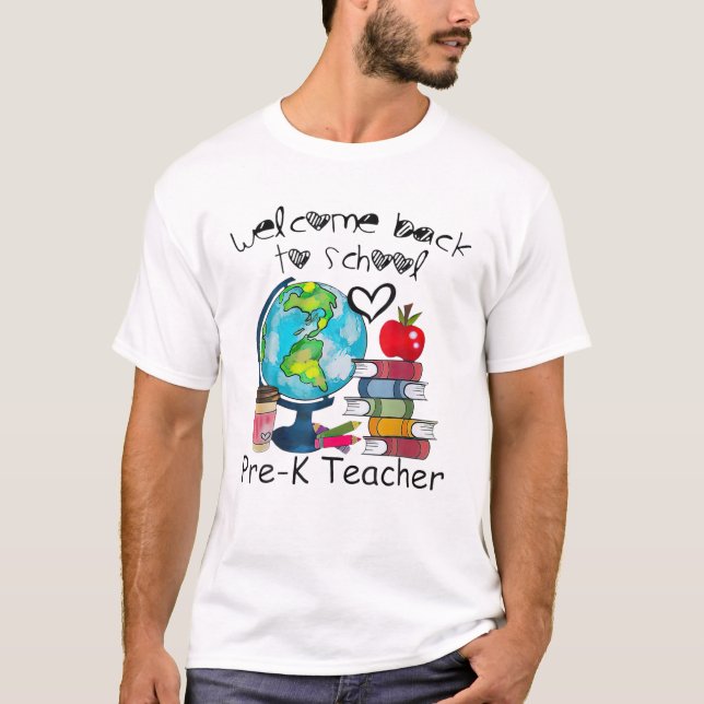 T-shirt Bienvenue Retour À L'École Mondiale Pré-K Vie D'En (Devant)