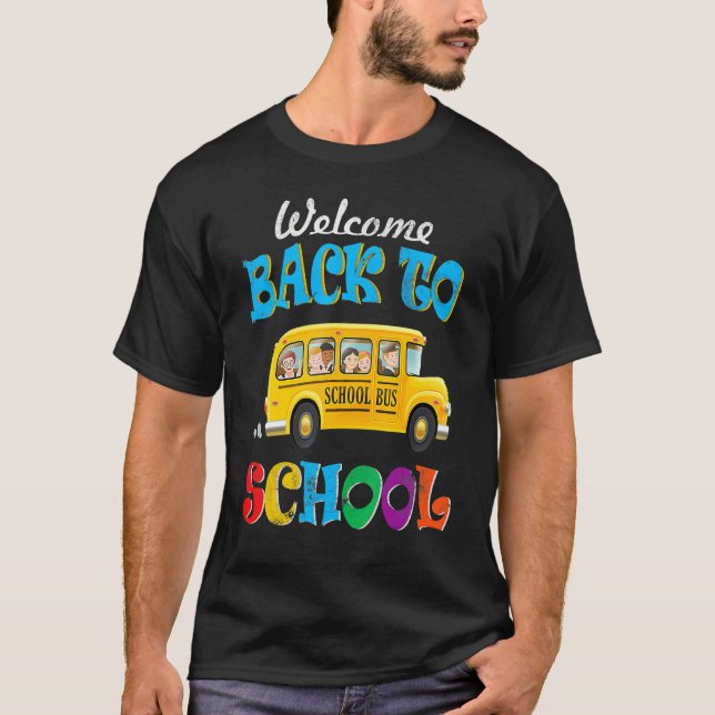 T-shirt Bienvenue Retour À L'École Pilote De Bus Mens Boy (Devant)