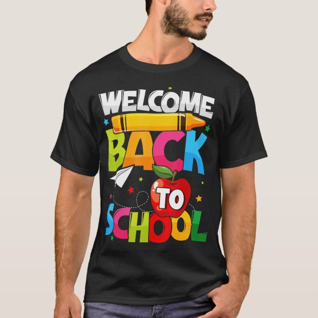 T-shirt Bienvenue Retour à l'école Premier jour enseignant (Devant)