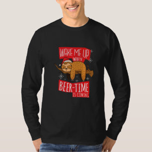 T-shirt Bier Faultier Spruch Réveille-moi quand c'est l'h