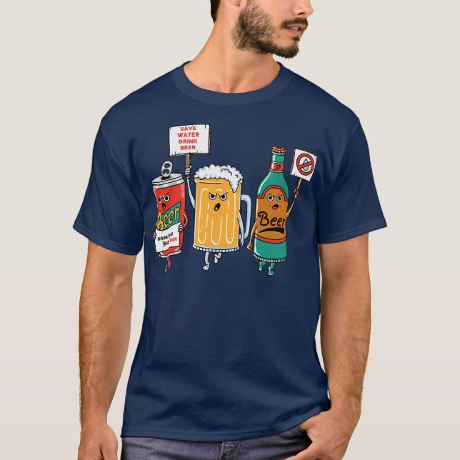 T-shirt Bière à boire pour hommes amusant  (Devant)