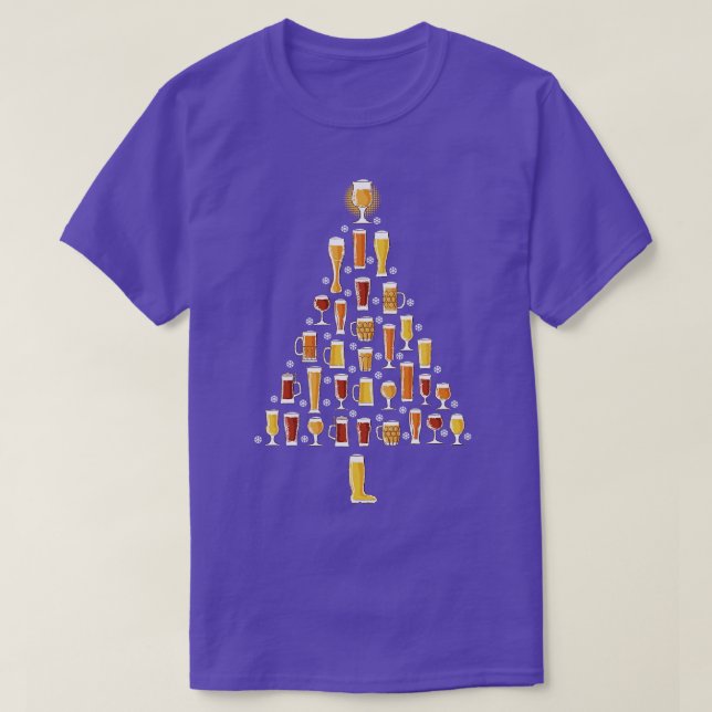 T-shirt Bière Arbre de Noël Hommes Femmes Bière Noël laid (Design devant)