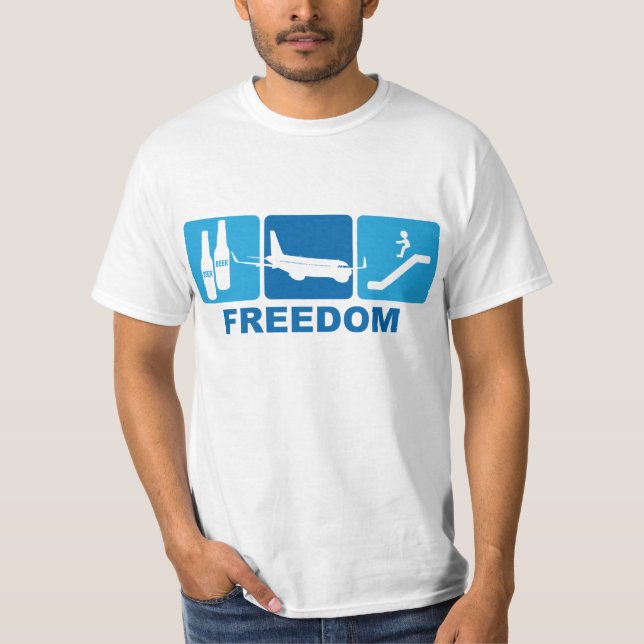 T-shirt Bière + Avion + Glissière = liberté (Devant)