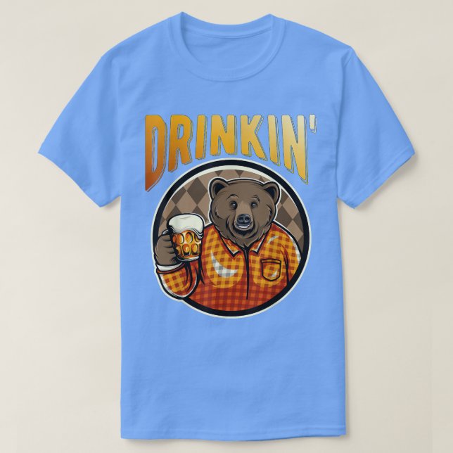 T-shirt Bière Bod Grizzly Ours Boire' Bière Décontracté Dr (Design devant)