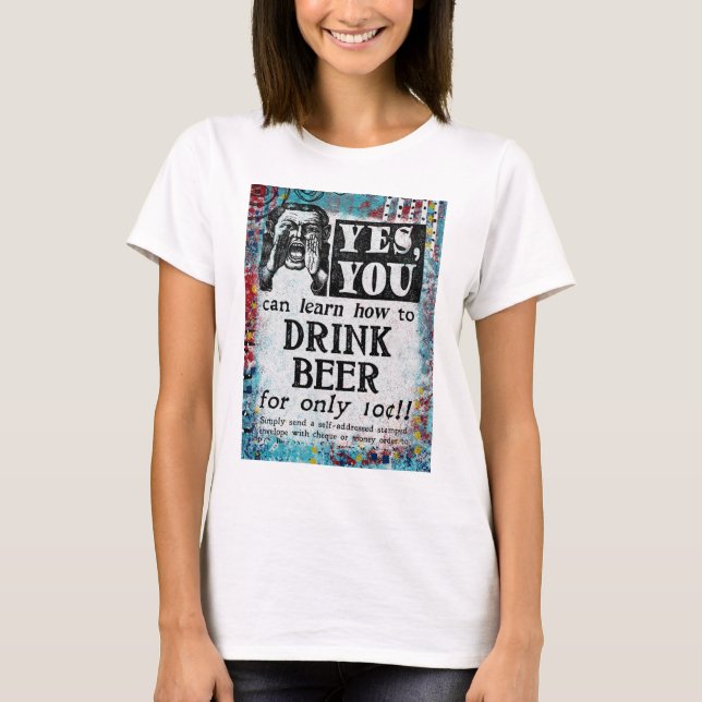 T-shirt Bière Boire - Drôle Annonce Vintage (Devant)