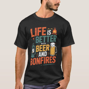 T-shirt Bière Camping Extérieur Feu de camp Foyer de camp