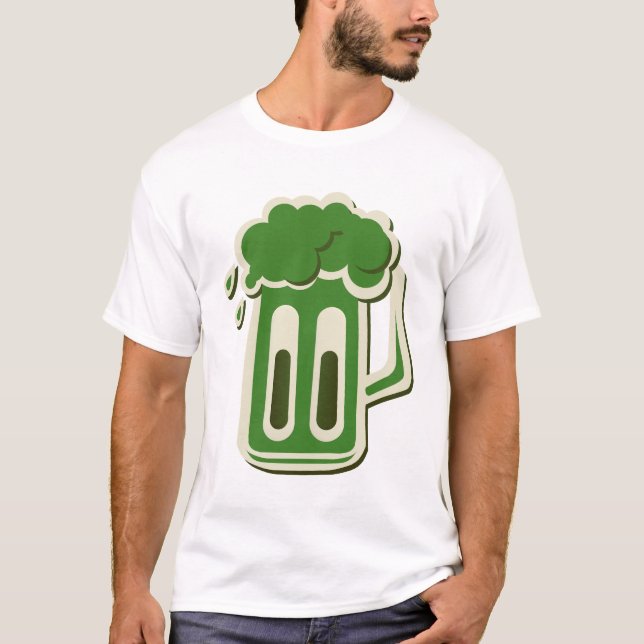 T-shirt biere chope binouse saint patrick mousse alcool ve (Devant)