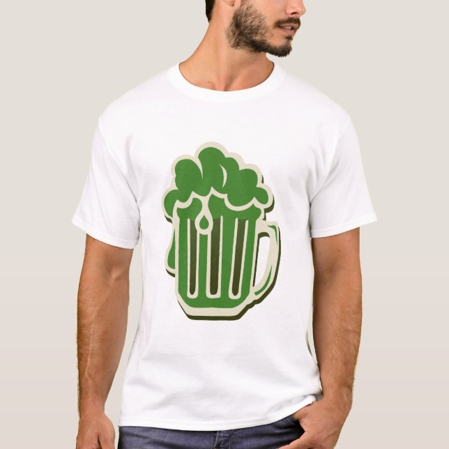T-shirt biere chope binouse saint patrick mousse alcool ve (Devant)