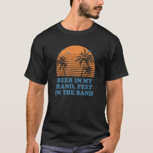 T-shirt Bière Dans Ma Main Dans La Plage De Sable Boire Oc