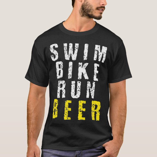T-shirt Bière de course à vélo de natation Drôle Triathlon (Devant)