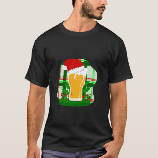 T-shirt Bière de Noël moche Père Noël Holly Plaid Funny