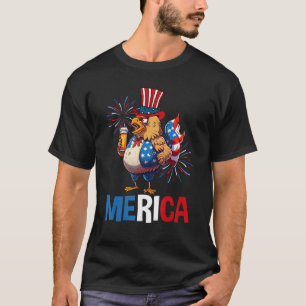 T-shirt Bière de poulet Joyeux patriotique 4 juillet améri