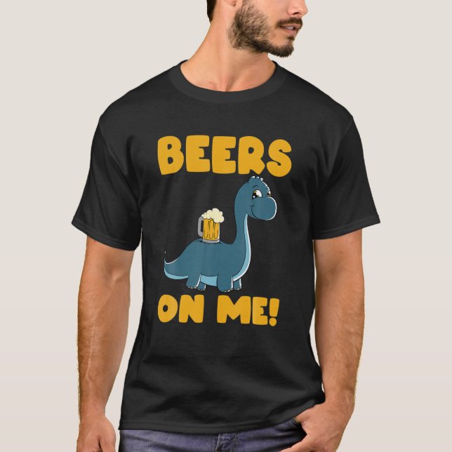 T-shirt Bière Dinsoaur Drunkasaurus Beersaurus Dino - Bièr (Devant)