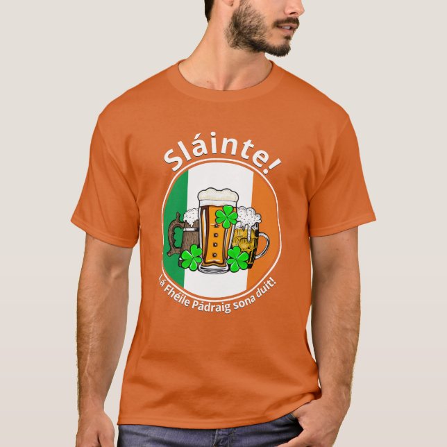 T-shirt Bière drapeau irlandais Jour de la Saint Patrick U (Devant)