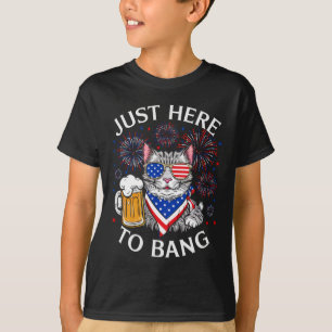 T-shirt Bière Drôle 4 juillet Amoureux des chats Juste Ici