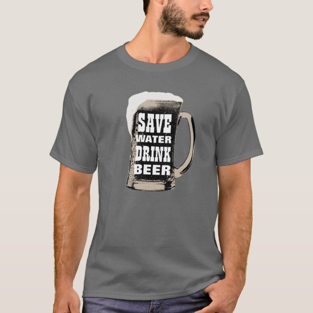 T-shirt Bière drôle de boissons de l'eau d'économies (Devant)