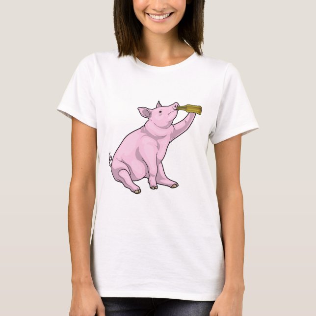 T-shirt Bière en bouteille de porc (Devant)