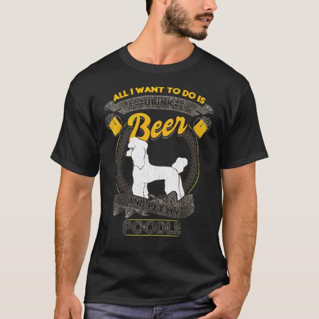 T-shirt Bière Et Chien De Poodle (Devant)