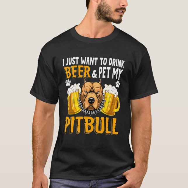 T-shirt Bière et Pitbull Chien Maman Chien Papa Idée (Devant)